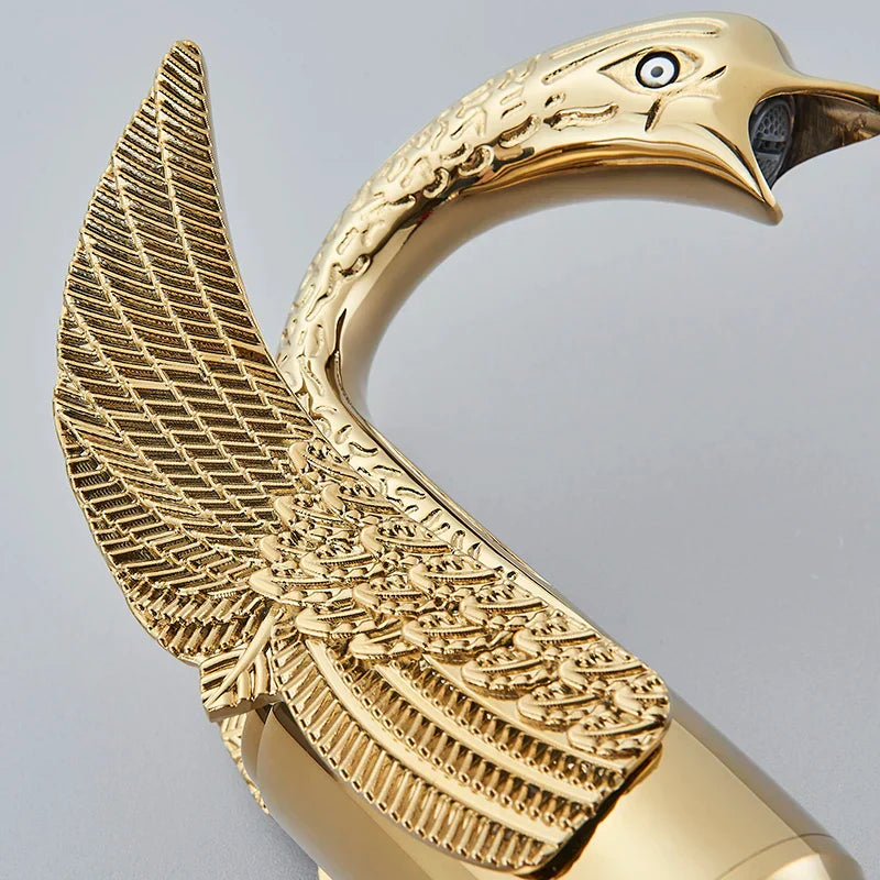 Golden Single Handle Swan Basin Faucet