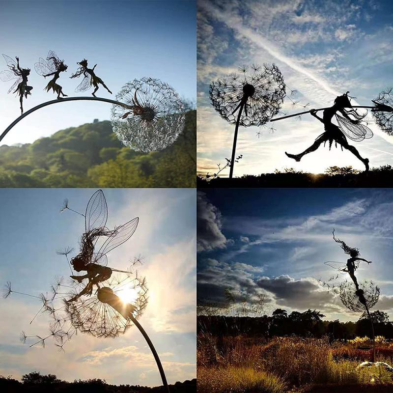Fairy Garden Statue | Intricate Metal Art for Outdoor Spaces