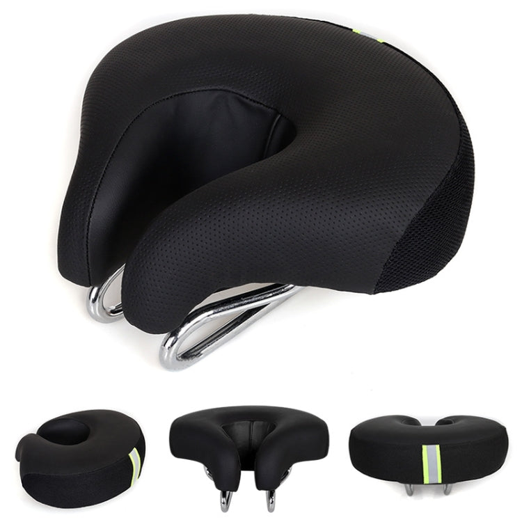 Noseless Mountain Bike Saddle with Thick Soft Padding for Comfort (Black)