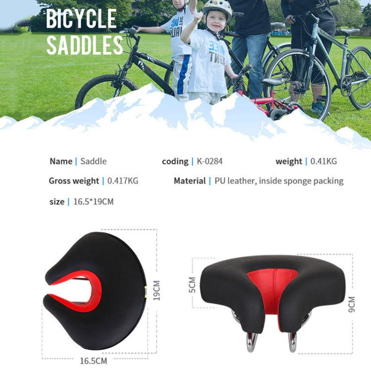 Noseless Mountain Bike Saddle with Thick Soft Padding for Comfort (Black)