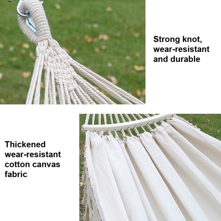 Pink Striped 200x150cm Double Camping Hammock with Tassels and Rod