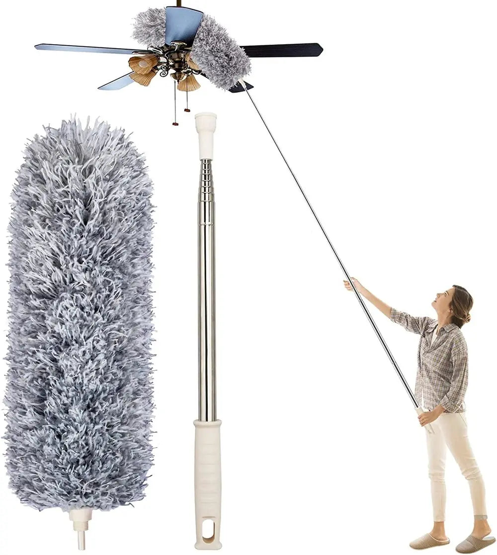 Extendable Microfiber Duster with Long Reach and Bonus Replacement Heads
