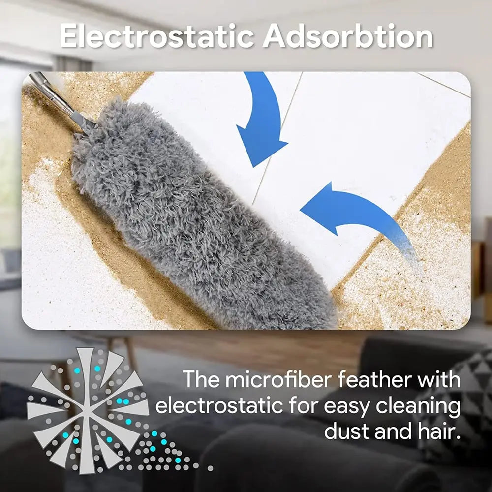 Extendable Microfiber Duster with Long Reach and Bonus Replacement Heads