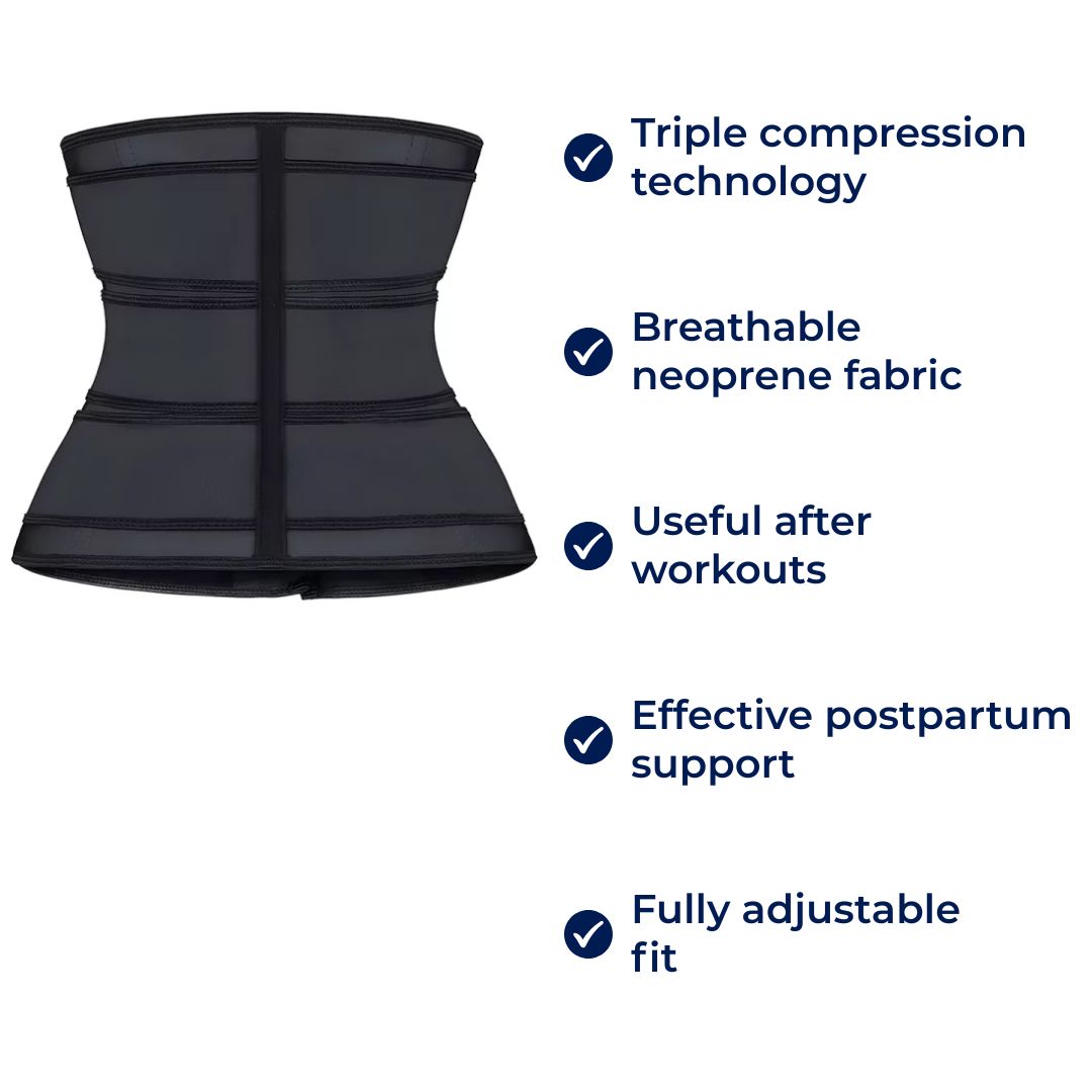 Triple Compression Neoprene Waist Trainer Belt – Ideal for Workout & Postpartum