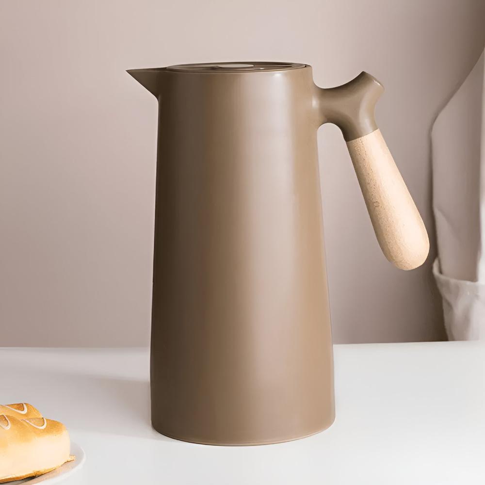 Insulated Carafe with Wood Handle | Stylish Vacuum Flask for Hot & Cold Drinks