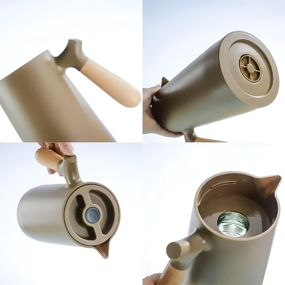 Insulated Carafe with Wood Handle | Stylish Vacuum Flask for Hot & Cold Drinks