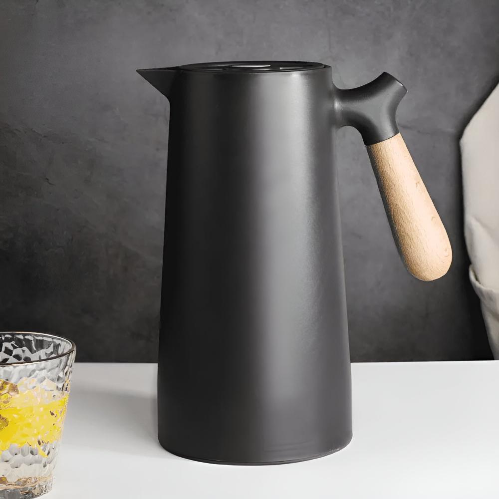 Insulated Carafe with Wood Handle | Stylish Vacuum Flask for Hot & Cold Drinks