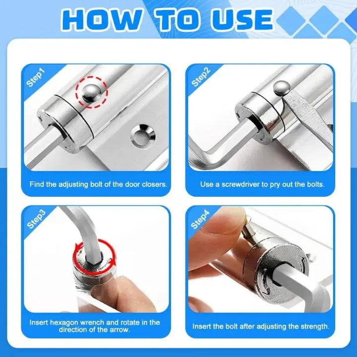 Automatic Door Closer - Quiet Stainless Steel, Easy to Install