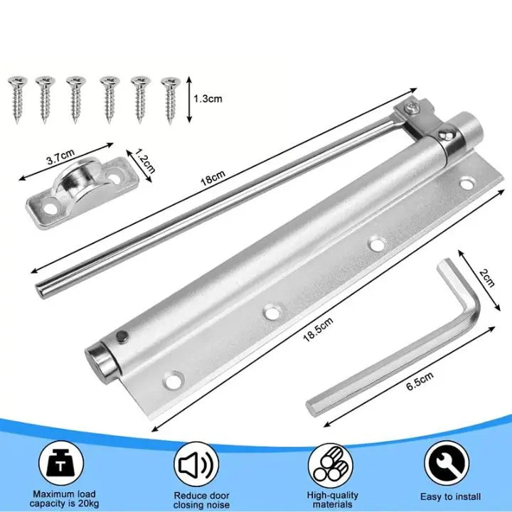 Automatic Door Closer - Quiet Stainless Steel, Easy to Install