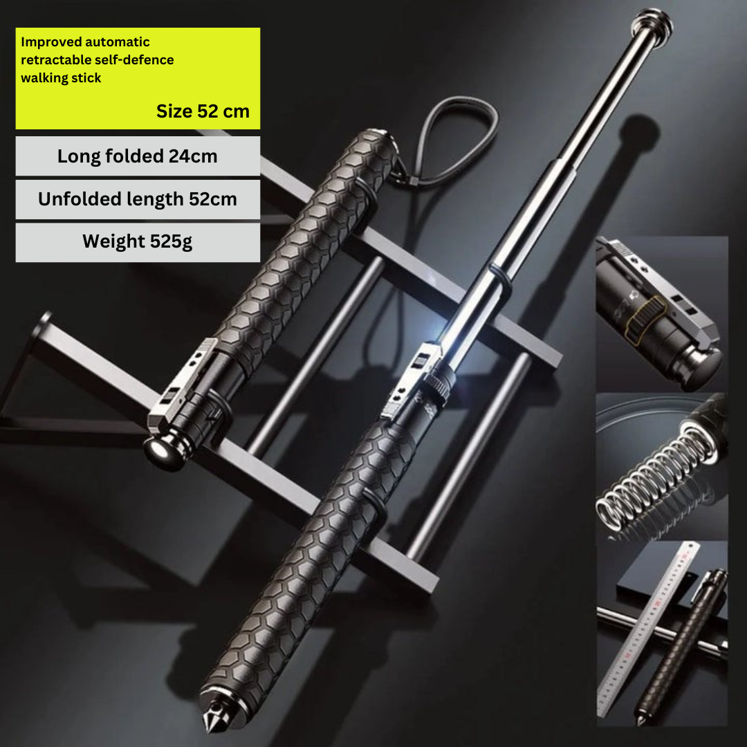 Self-Defense Hiking and Urban Safety Walking Stick with Auto Deployment
