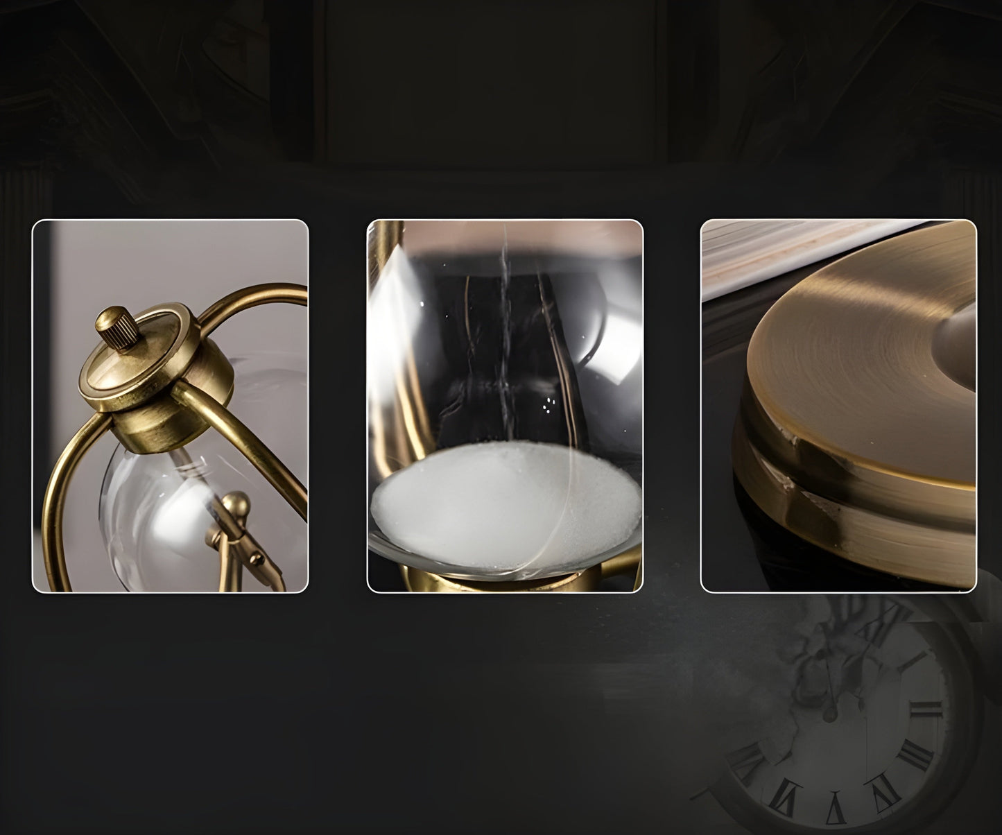 Luxury Hourglass Clock with Elegant Gold Frame & Timeless Appeal