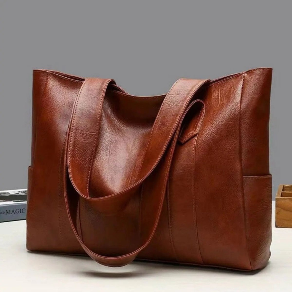 Retro-Inspired Smooth Leather Shoulder Bag with Elegant Finish