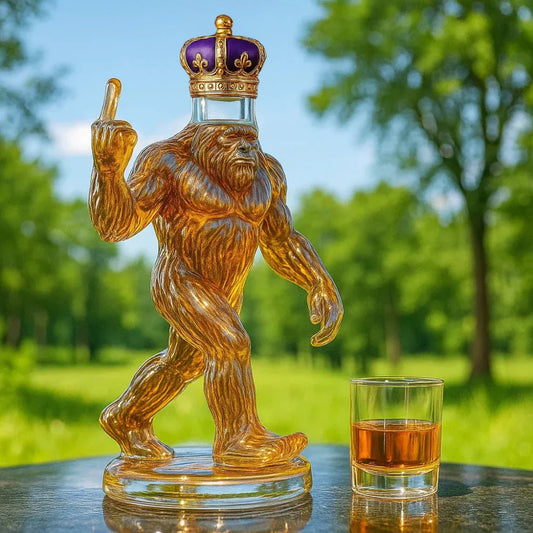 Bigfoot-Themed Whiskey Decanter with Humorous Design