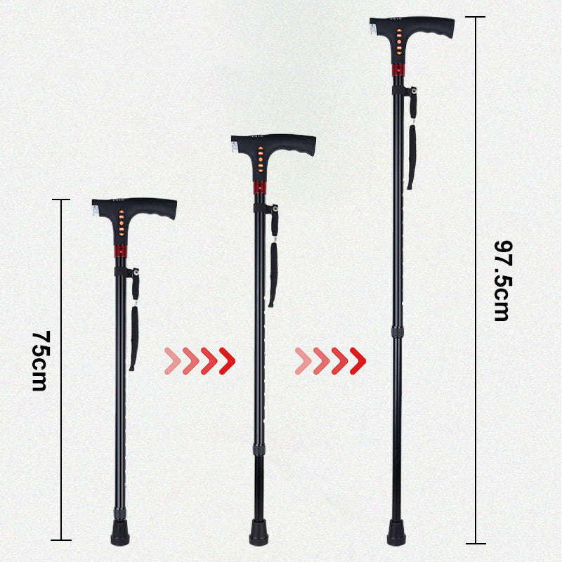 Smart Walking Cane with LED Light, Radio, and Emergency Alarm, Adjustable