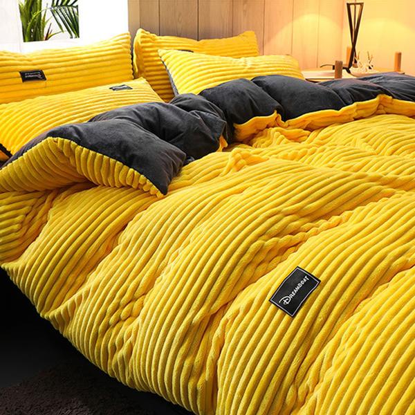 Plush Corduroy Velvet Winter Bedding Set