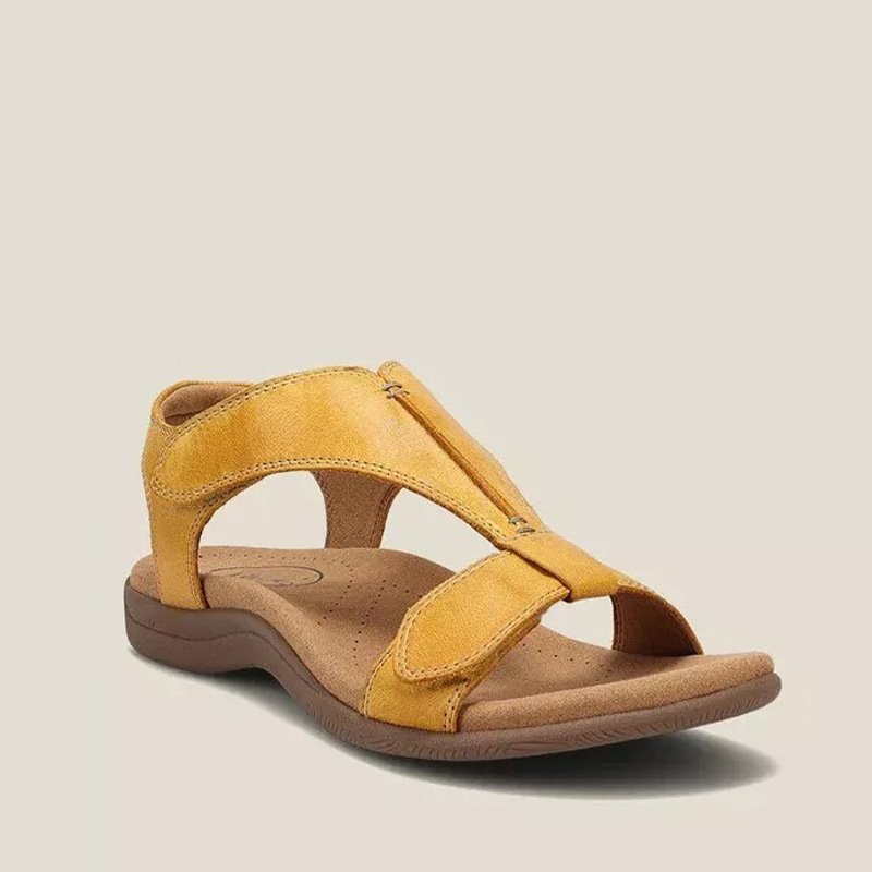 Orthopedic Leather T-Strap Sandals with EVA Sole