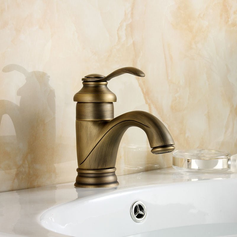Antique Brass Bathroom Faucet Sink Mixer Tap Fixtures