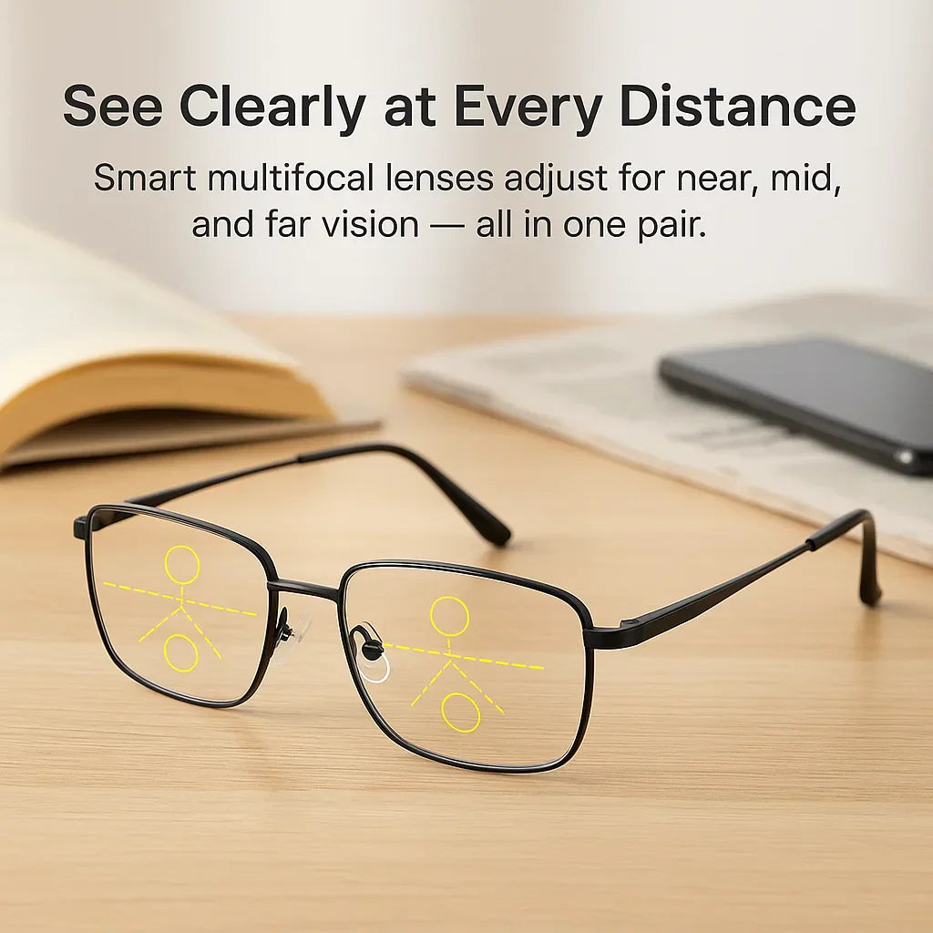 Progressive Multifocal Eyewear for All-Distance Clarity