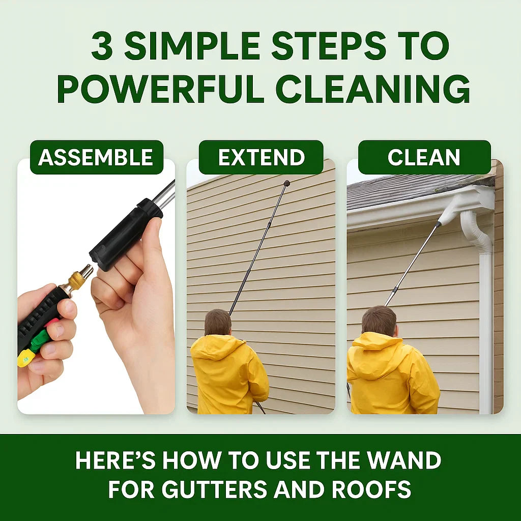 Telescoping Pressure Washer Wand Kit | 4000 PSI, 7 Tips for Roofs & Gutters