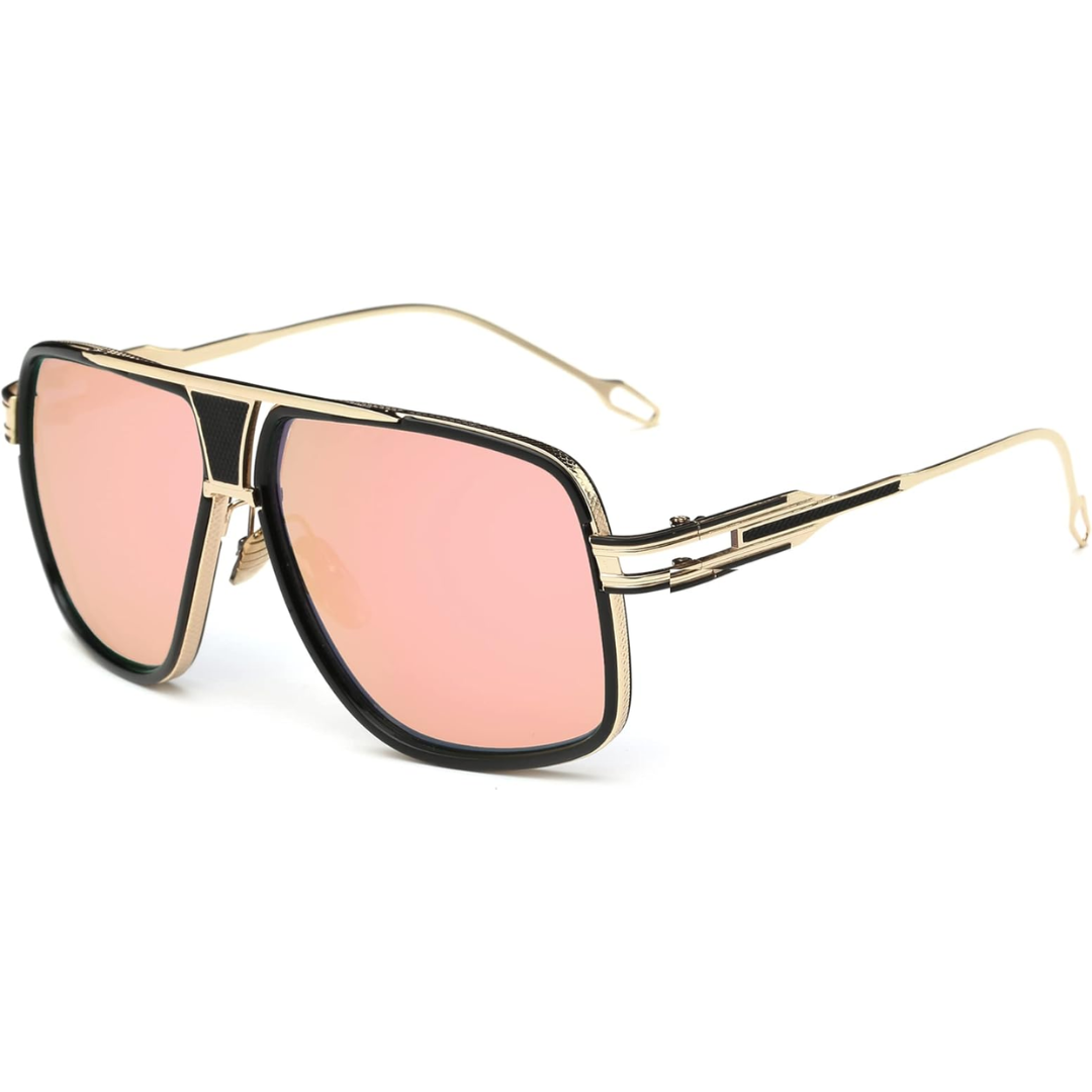 Men’s Alloy Frame Aviator Sunglasses with UV Defense