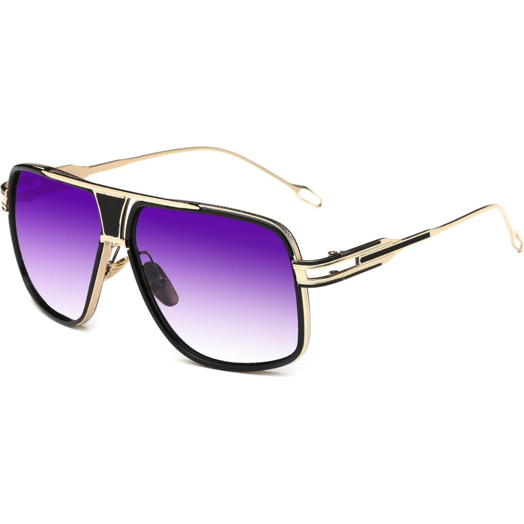 Men’s Alloy Frame Aviator Sunglasses with UV Defense