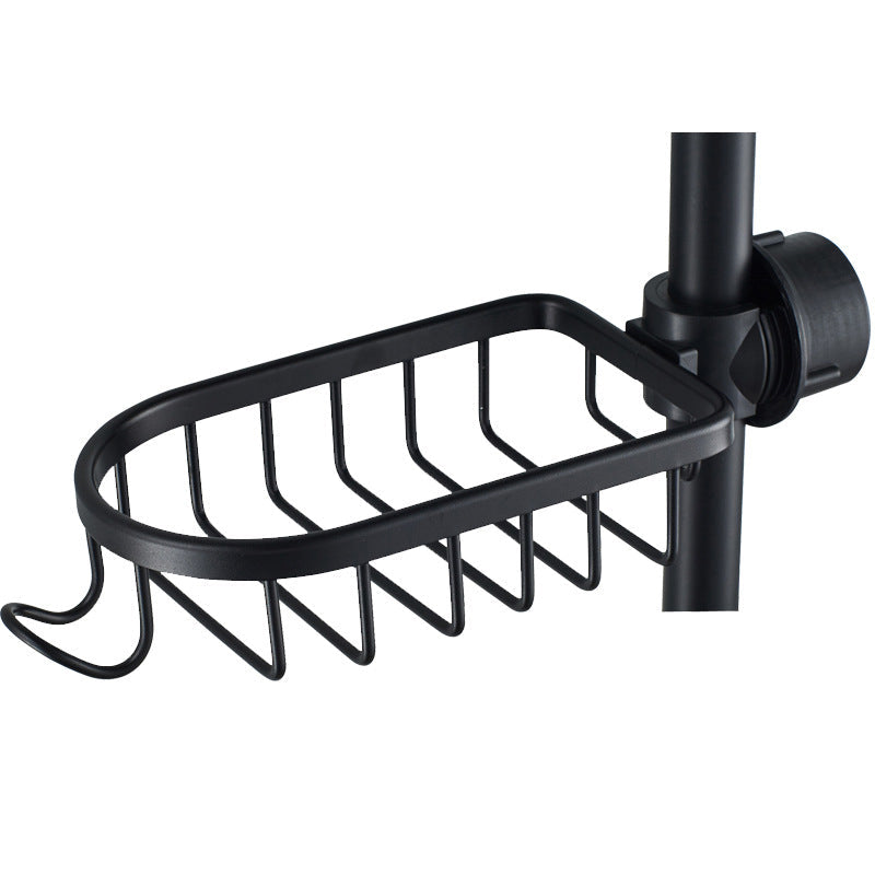 Shower Shampoo & Soap Holder - No Drill, Stainless Aluminum - Black/Silver