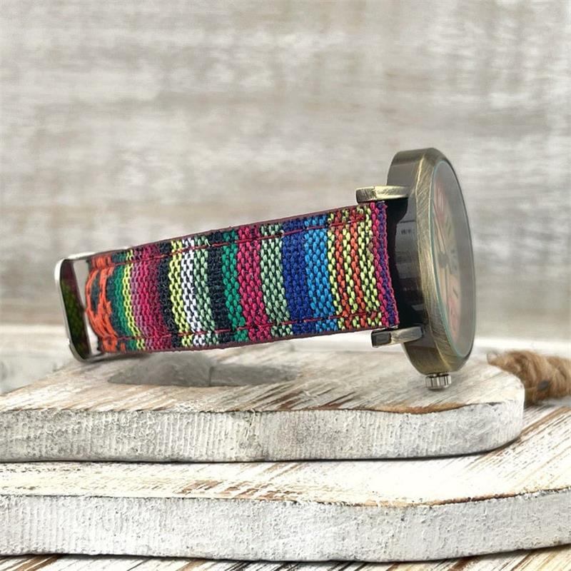 Rainbow Pattern Watch with Braided Strap