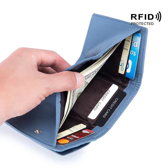 RFID Blocking Leather Wallet | Slim Card Holder for Travel | Unisex Design