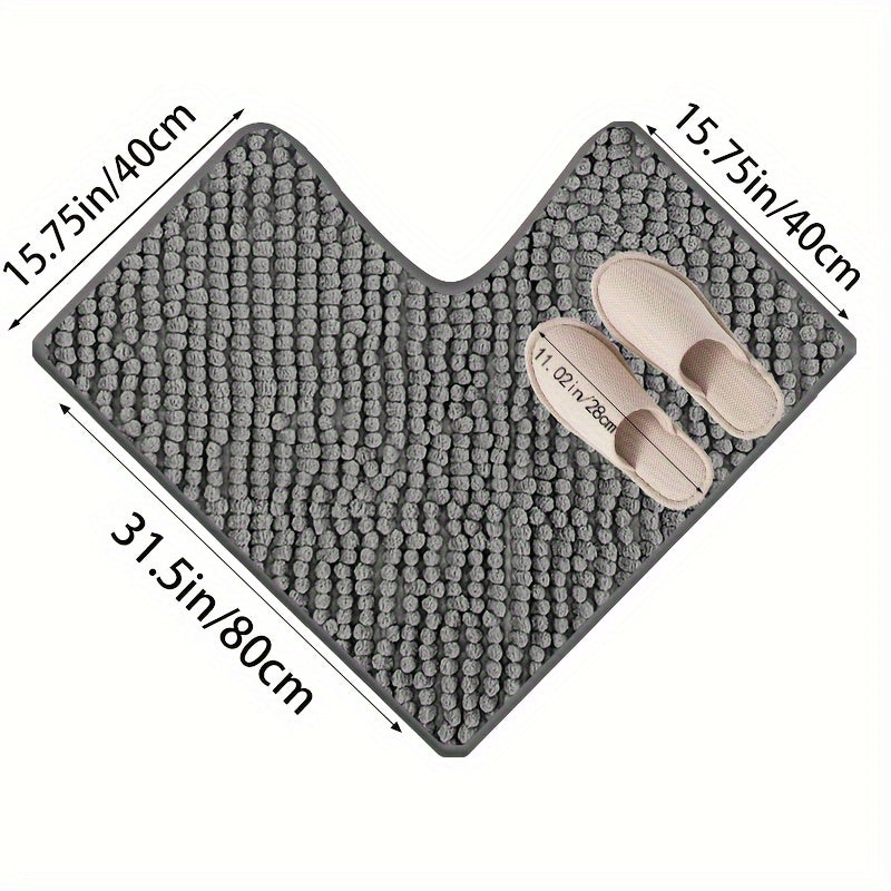 L-Shaped Non-Slip Corner Bath Mat for Showers, Soft & Absorbent, 40x40x80 cm