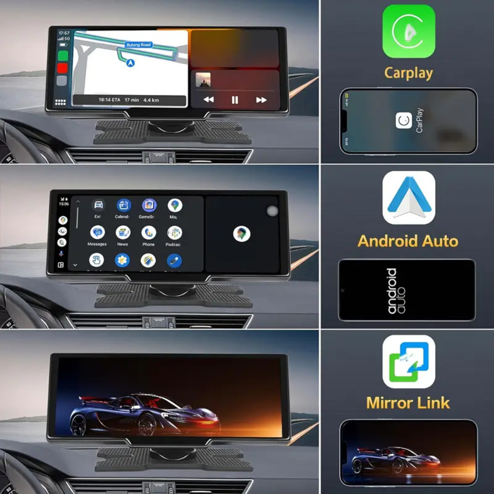 10.26" Wireless CarPlay Display with 4K Dashcam & Optional Rear Camera