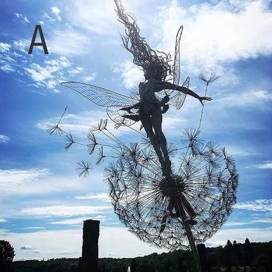 Dancing Fairy Garden Sculpture - Steel Flower Spinner