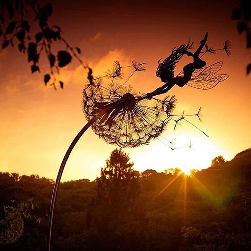 Dancing Fairy Garden Sculpture - Steel Flower Spinner