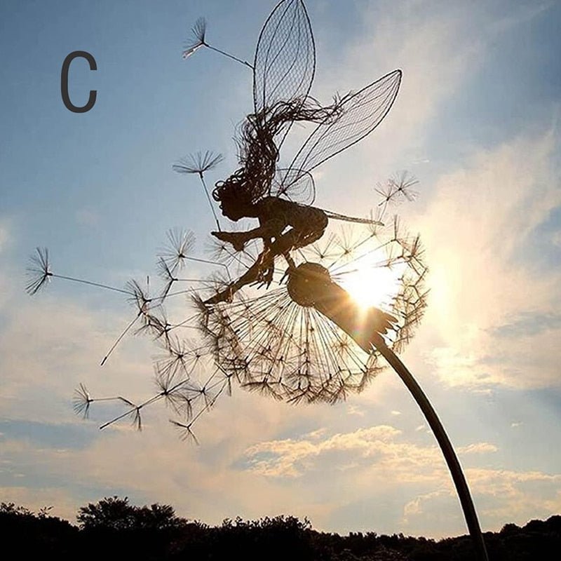 Dancing Fairy Garden Sculpture - Steel Flower Spinner