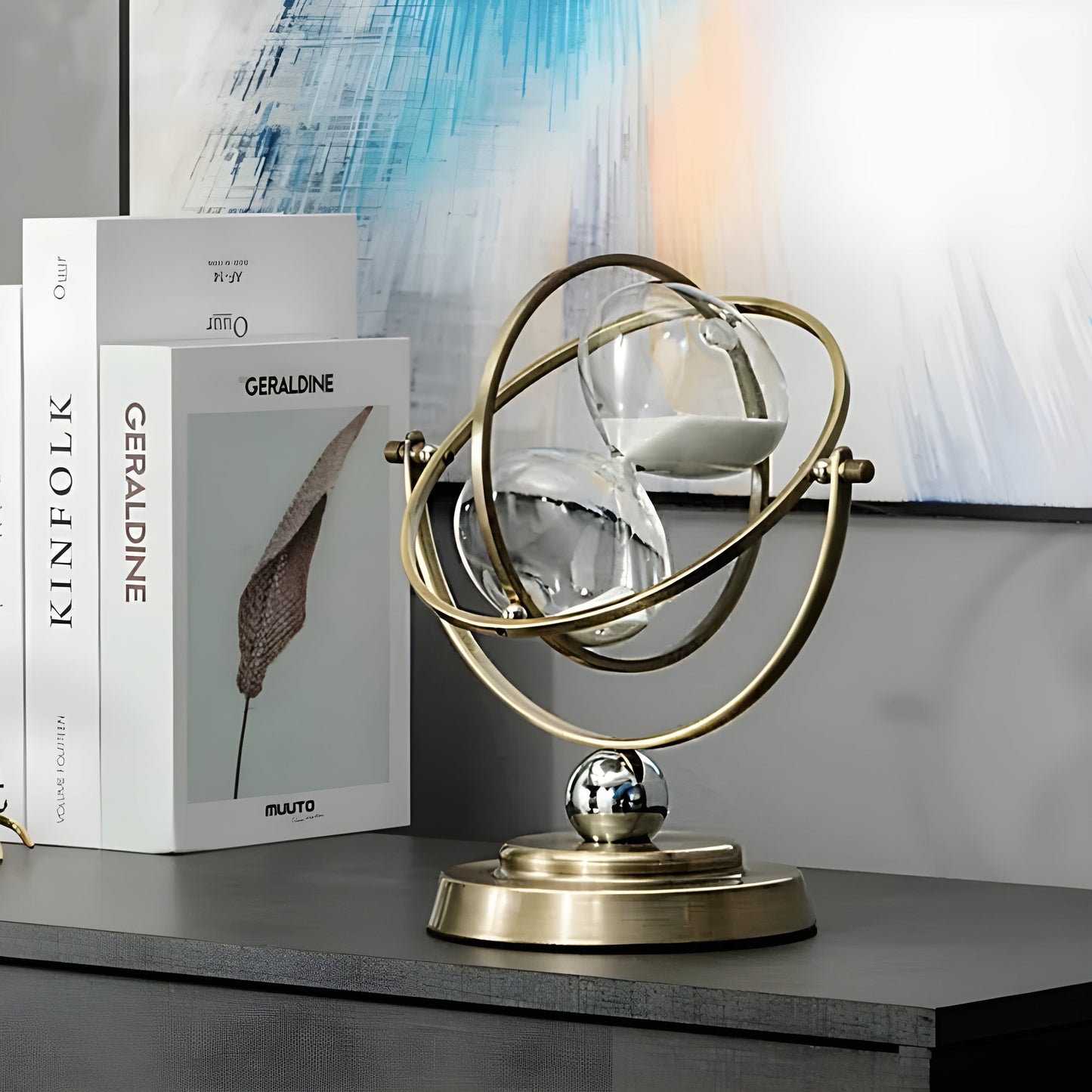 Luxury Hourglass Clock with Elegant Gold Frame & Timeless Appeal