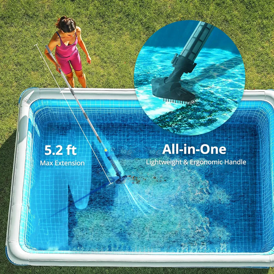 Cordless Rechargeable Pool Cleaner with Versatile Interchangeable Heads