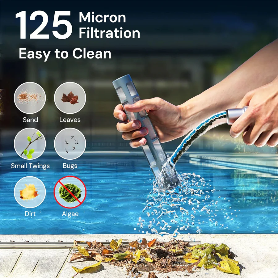 Cordless Rechargeable Pool Cleaner with Versatile Interchangeable Heads
