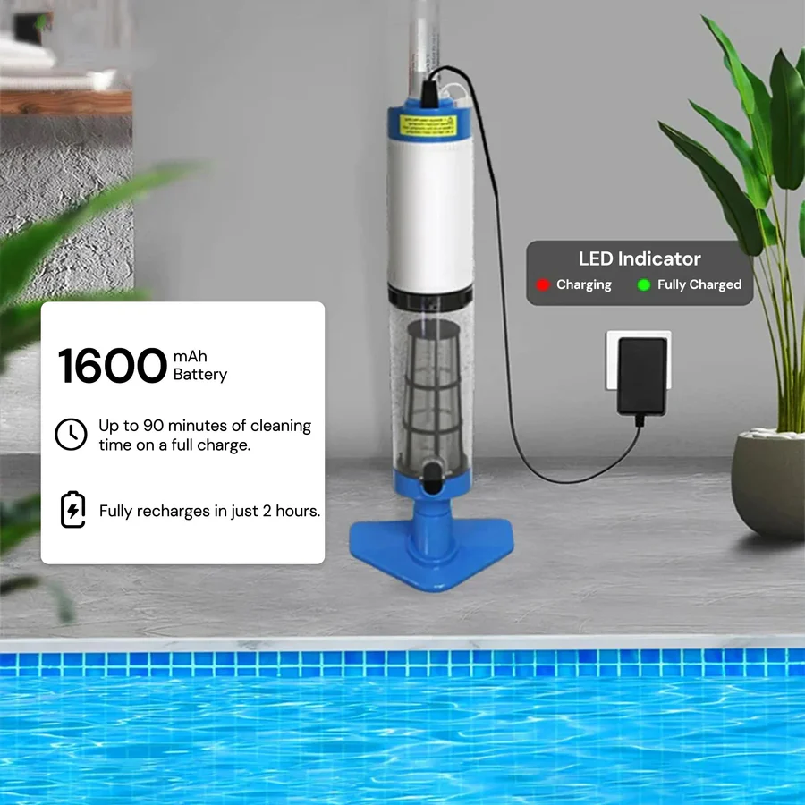 Cordless Rechargeable Pool Cleaner with Versatile Interchangeable Heads