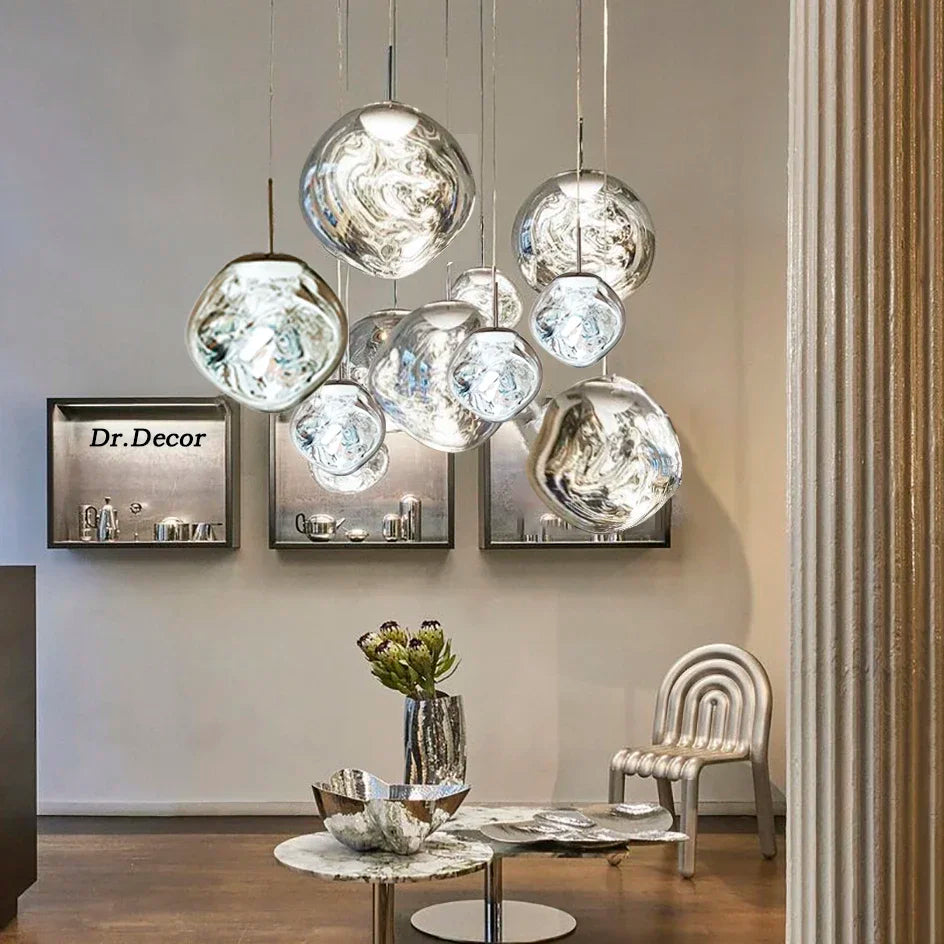 Scandinavian Glass Pendant Light | Modern Minimalist Design | Clear Finish