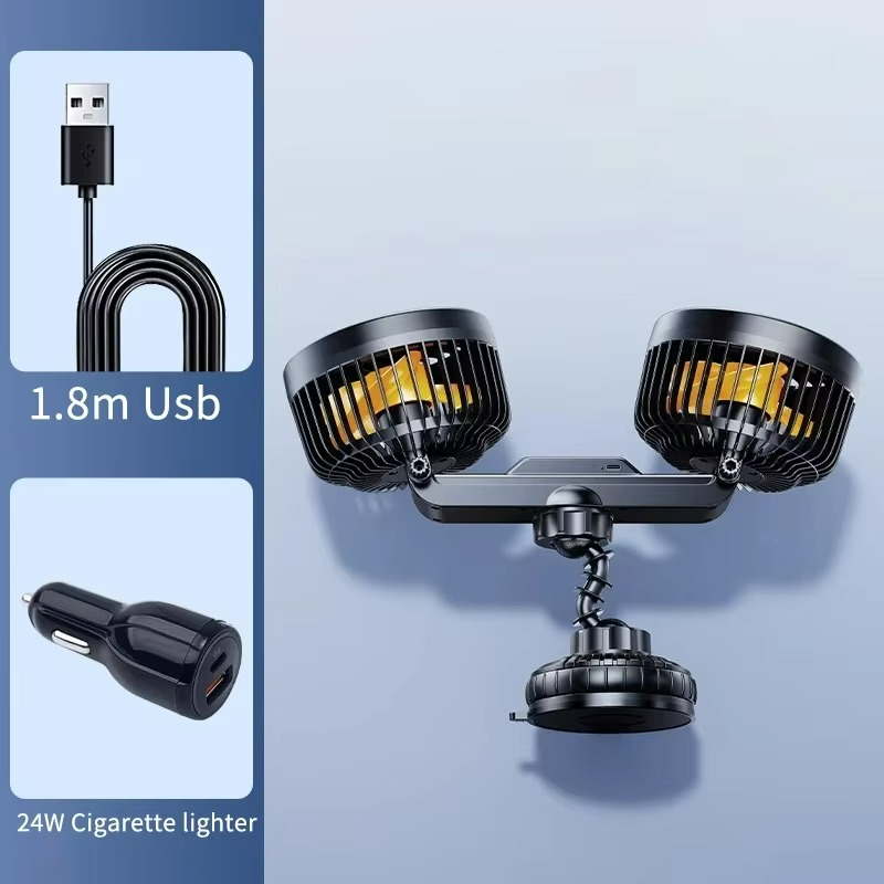 Wireless Car Fan with 4000 mAh Battery and Adjustable 3-Speed Settings