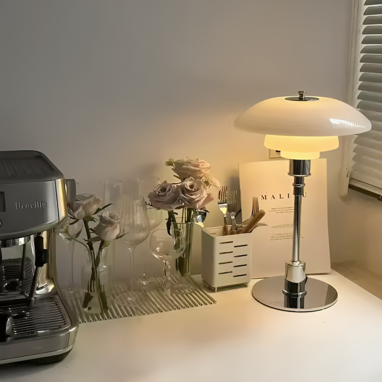 Dimmable Curved Shade Table Lamp with Adjustable Brightness