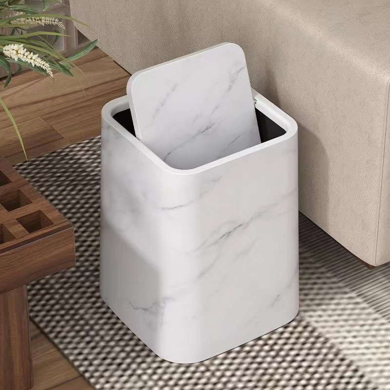 Elegant Marble Waste Bin with Swivel Lid