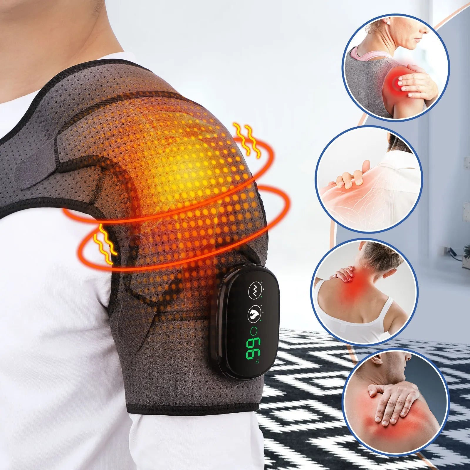 Heated Vibration Shoulder Massager for Pain Relief and Relaxation