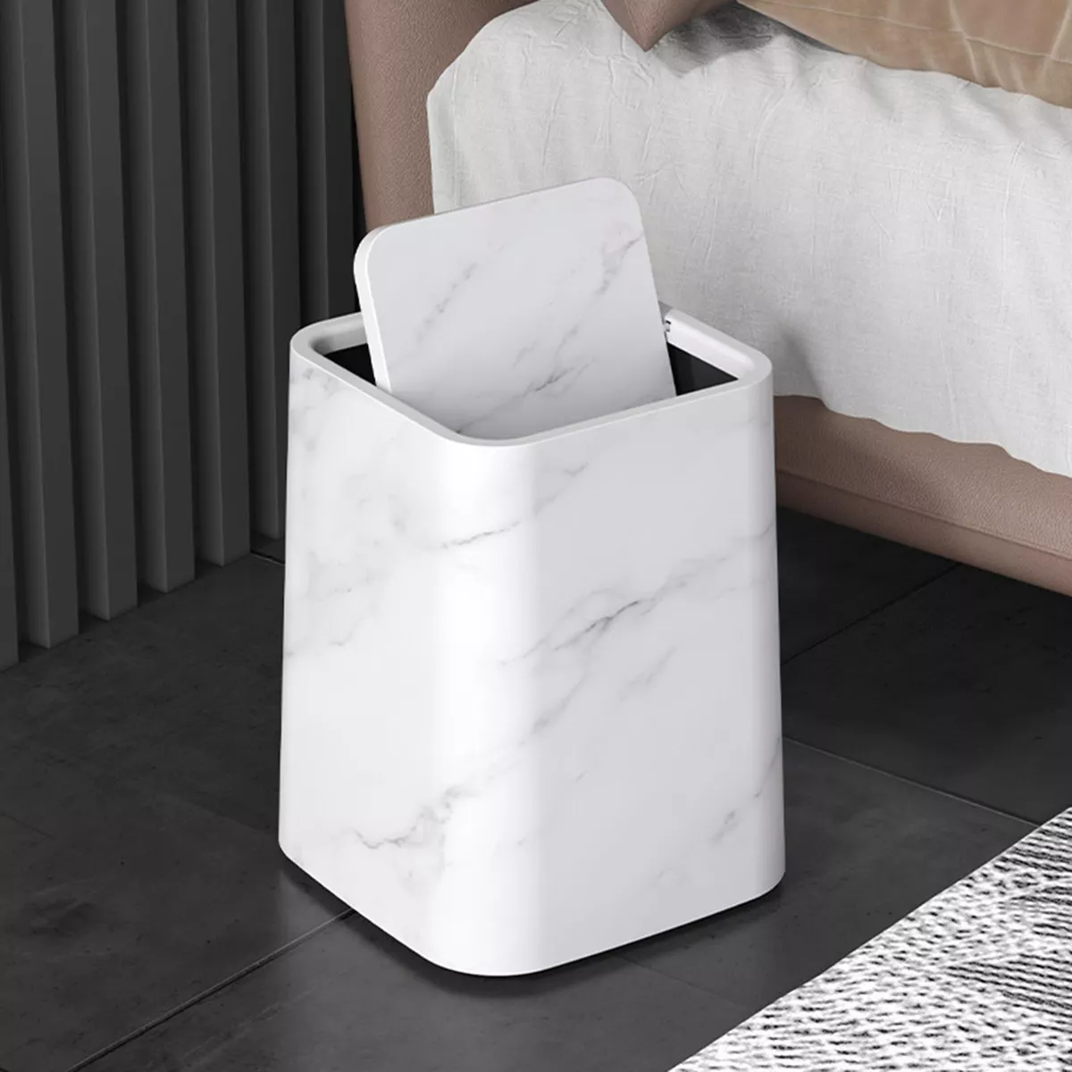 Elegant Marble Waste Bin with Swivel Lid