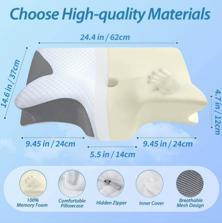 Anti-Snore Memory Foam Pillow for Deep Sleep and Breathable Comfort