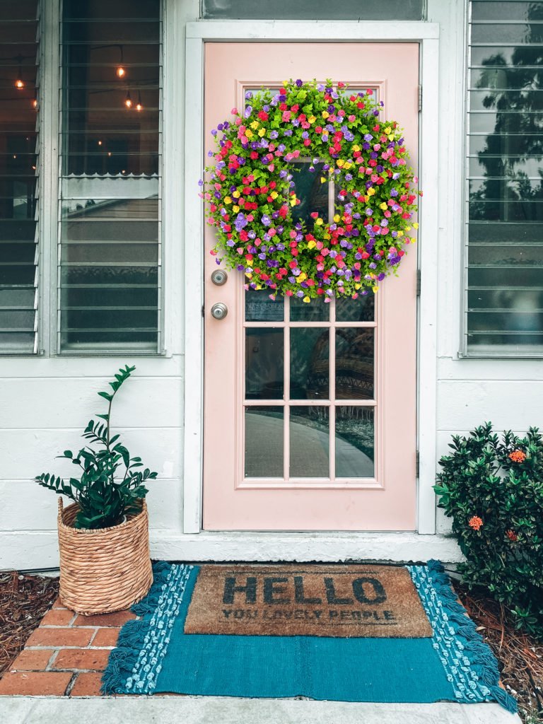 Spring & Summer Floral Wreath for Front Door | Handmade Grapevine Accent