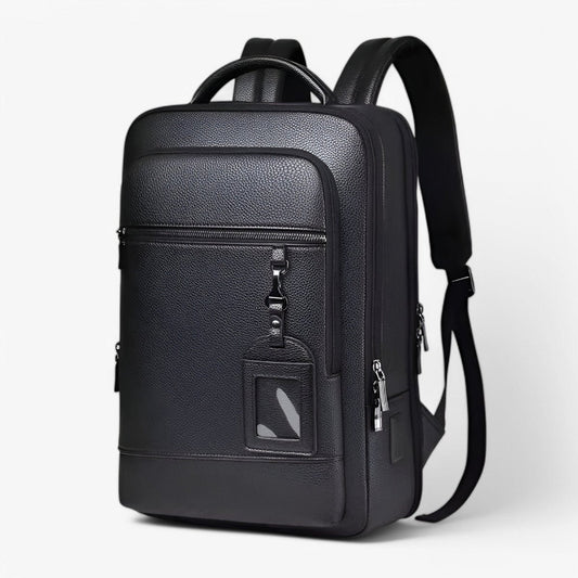 Elegant PU Leather Laptop Backpack with USB Charging Port