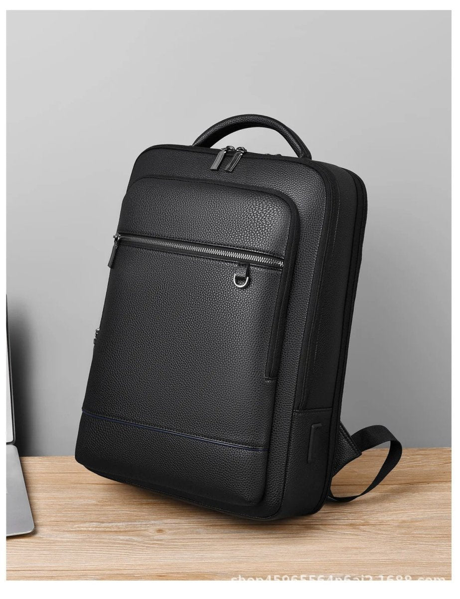 Elegant PU Leather Laptop Backpack with USB Charging Port