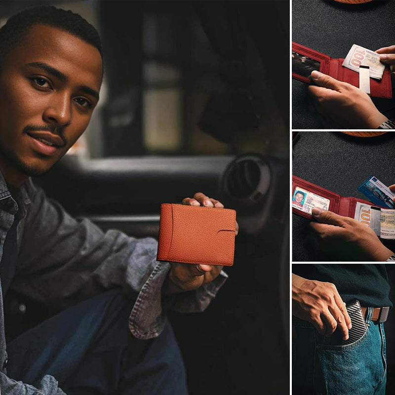 Genuine Leather Anti-theft Card Holder with RFID Protection