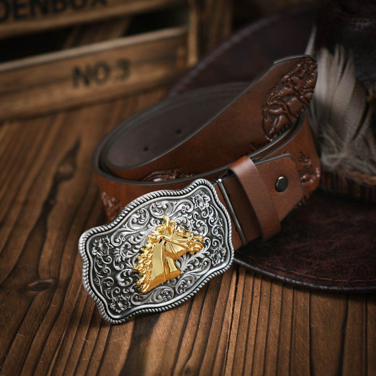 Men's Western Belt | Vegan Leather with Sturdy Metal Buckle