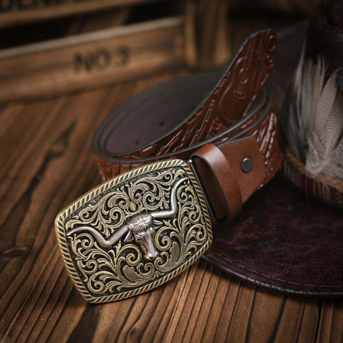 Men's Western Belt | Vegan Leather with Sturdy Metal Buckle